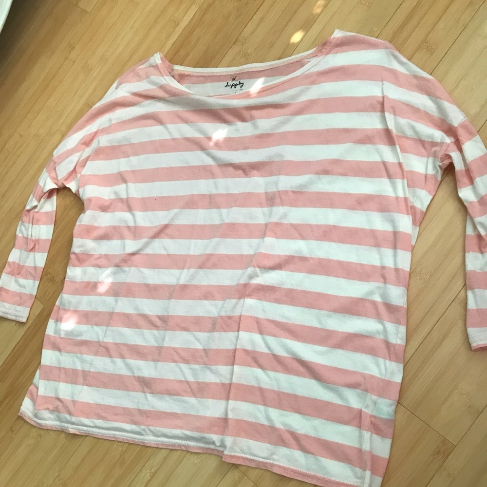 pink and white striped top